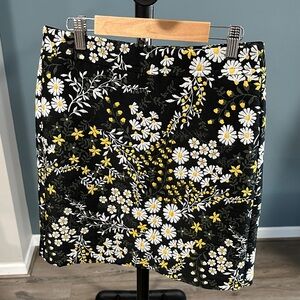 LOFT Floral Black and White Mini Skirt